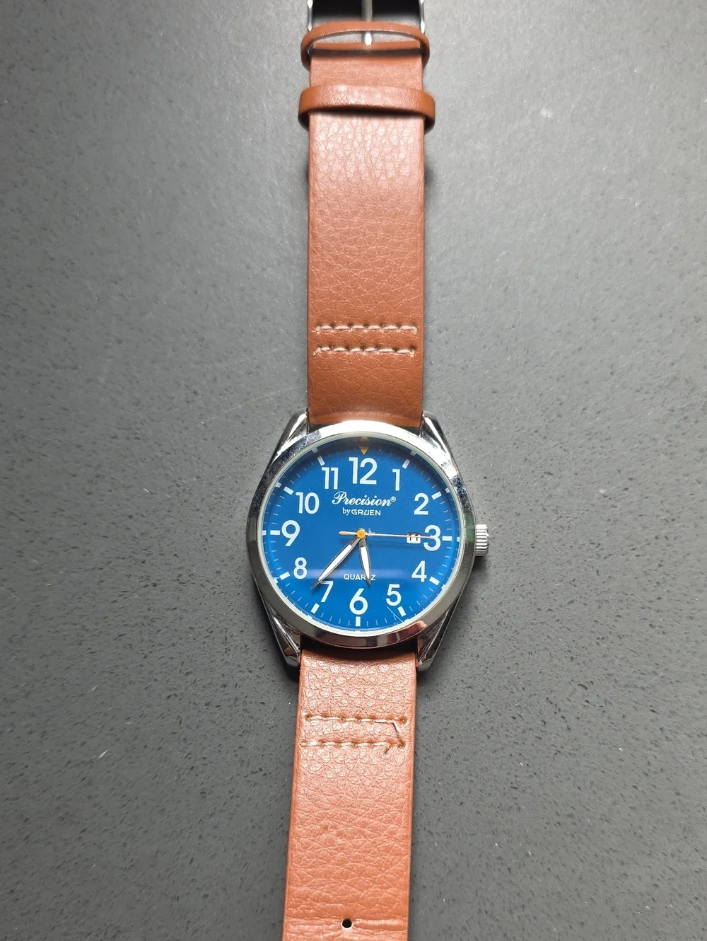 Precision by Groën Blue Dial Watch with Tan Leather Strap